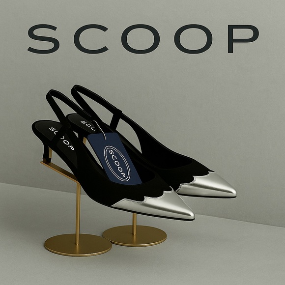New SCOOP Women’s Western Tip Kitten Heel Black Silver Heels 6.5 - Picture 1 of 6